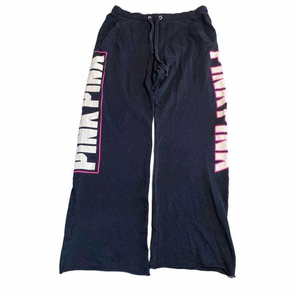 Pink Victoria's Secret Sweatpants Size S Black Logo Leg Print